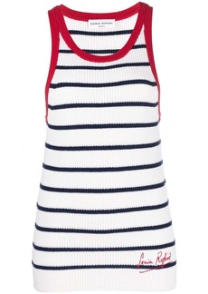 Sonia Rykiel embroidered-logo striped knitted tank top
