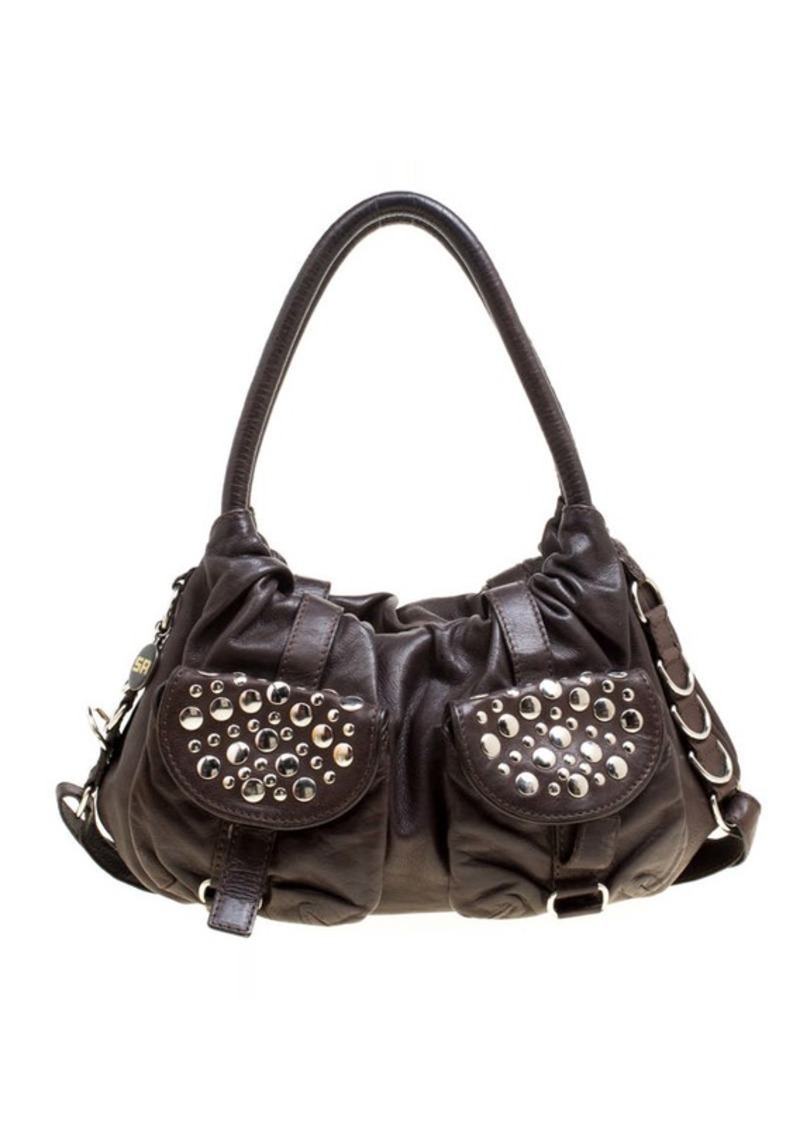 Sonia Rykiel Dark Leather Studded Satchel