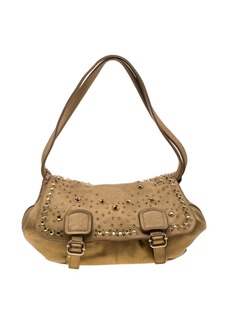 Sonia Rykiel Metallic Gold Leather Studded Shoulder Bag