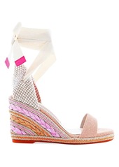 Sophia Webster Lucita Multicolor Embroidery Lace-Up Espadrille Wedge Sandals