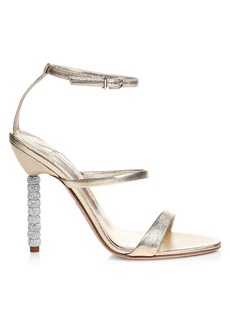Sophia Webster Rosalind Embellished-Heel Metallic Leather Sandals