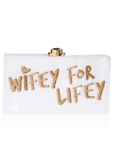 SOPHIA WEBSTER Cleo Wifey For Lifey Box Clutch in Silver And Pearl at Nordstrom