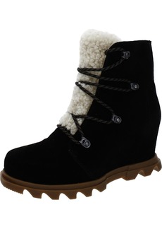 Sorel Joan Of Arctic Wedge III Lace Cozy Womens Suede Fleece Lined Ankle Boots