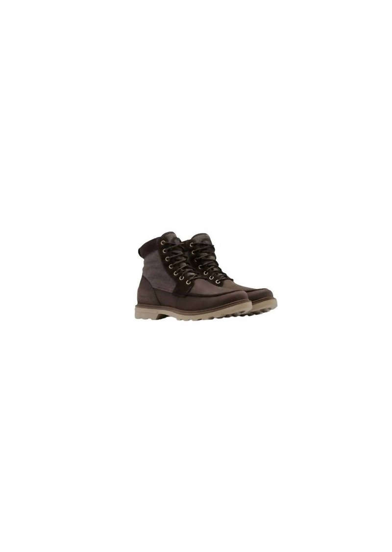 Sorel Men's Carson Moc Waterproof Fashion Boots In Blackened Brown, Khaki Ii