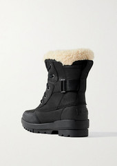 Sorel - Shearling-trimmed leather ankle boots - Black - US 5