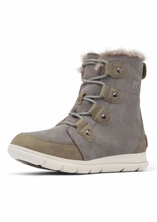 Sorel Women's Leather and Suede Snow Boot Grey Quarry Black