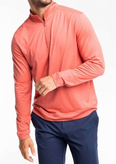 Southern Tide Backbarrier Heather Performance Quarter Zip Pullover In Heather Mineral Red