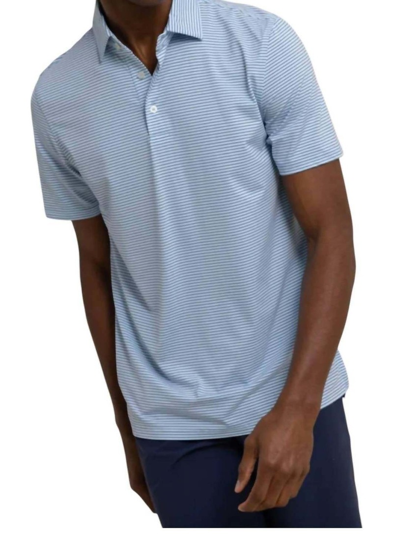 Southern Tide Baytop Stripe Performance Polo In Clearwater Blue