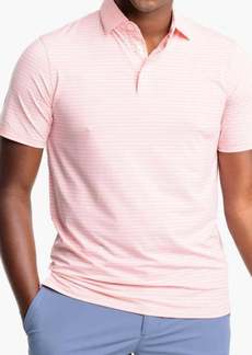 Southern Tide Brrr-Eeze Millwood Stripe Performance Polo Shirt In Flamingo Pink