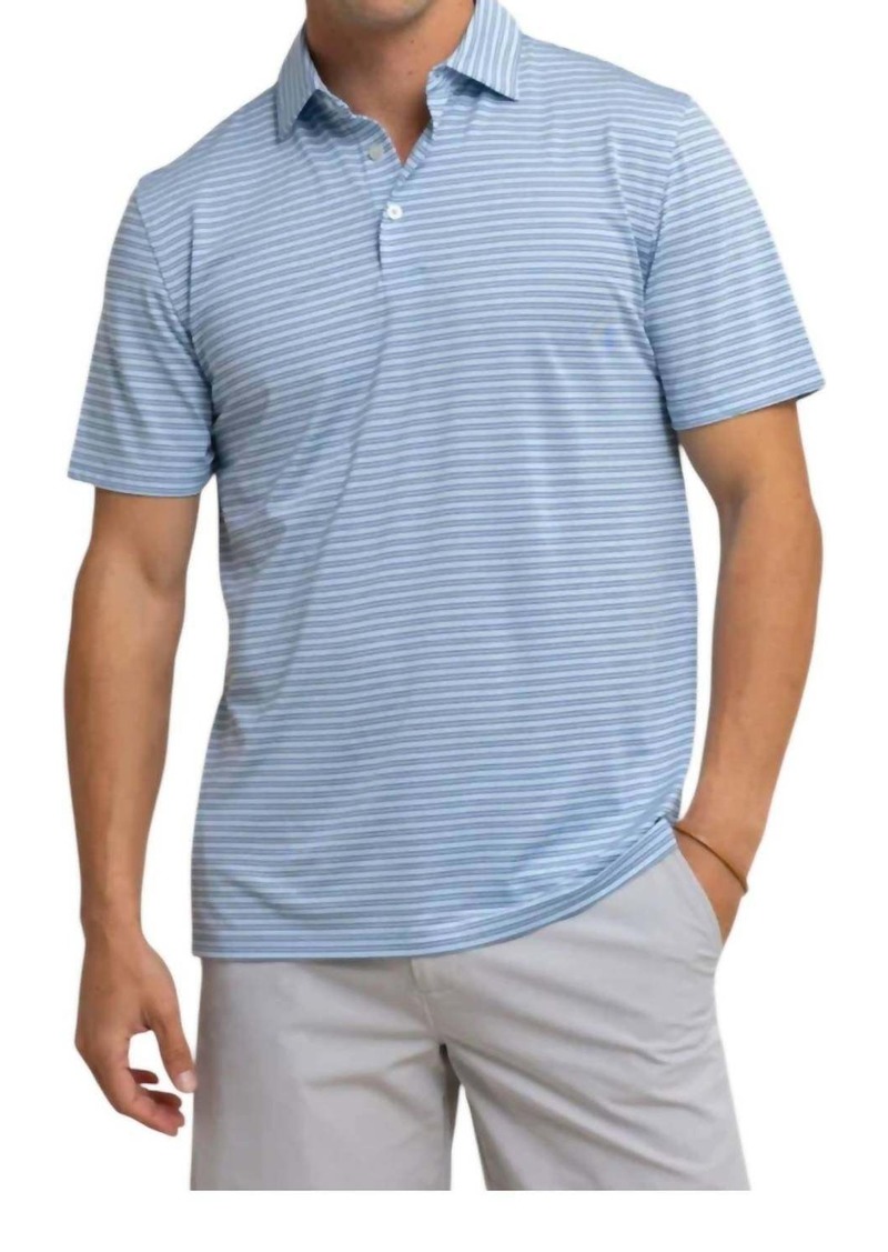 Southern Tide Driver Baywood Stripe Polo In Clearwater Blue