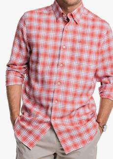 Southern Tide Men's Beach Flannel Heather Howland Plaid Sport Shirt In Heather Dusty Coral