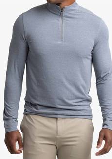 Southern Tide Men's Cruiser Heather Micro-Stripe Performance Quarter Zip Pullover In Heather Shadow Grey