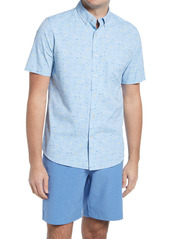 Southern Tide Lure Short Sleeve Stretch Button-Down Performance Shirt in Dream Blue at Nordstrom