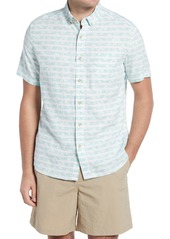 Southern Tide Palm Stripe Short Sleeve Button-Down Shirt in Garden Grove at Nordstrom