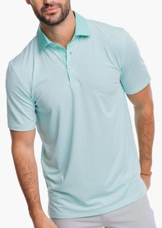 Southern Tide Mens Striped Short Sleeve Polo Shirt In Baltic Teal