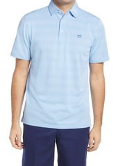 Southern Tide Roster Calero Regular Fit Stripe Performance Polo in Tide Blue at Nordstrom
