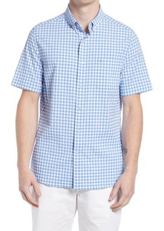 Southern Tide Tropical Mist Gingham Short Sleeve Button-Down Shirt in Blue Stream at Nordstrom