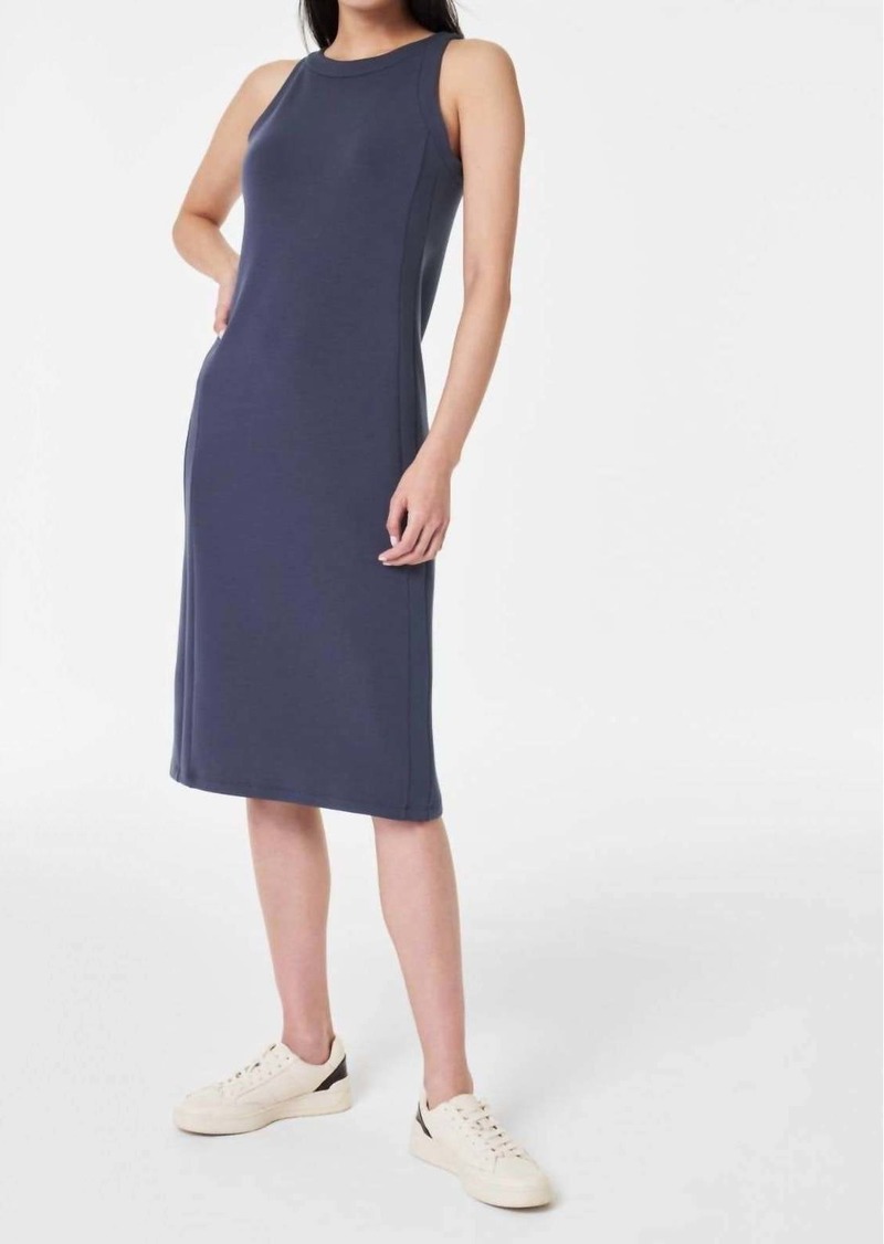 Spanx Airessentials Side Stripe Midi Dress In Dark Storm