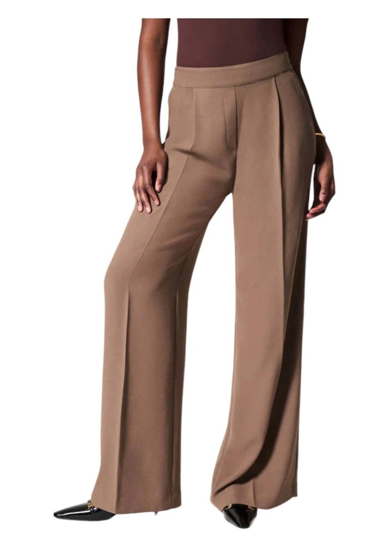 Spanx Crepe Pleated Trousers In Cedar