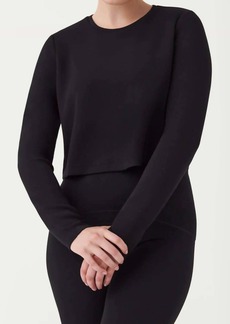 Spanx Cropped Long Sleeve Top In Black