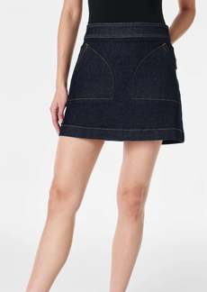 Spanx Denim Mini Skirt In Raw Indigo