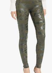 Spanx Faux Leather Camo Leggings In Matte Green Camo