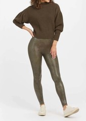 Spanx Faux Leather Croc Shine Legging In Dk Olive