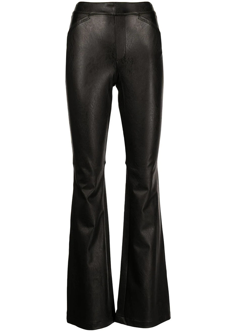 Spanx faux-leather four-pocket flared trousers