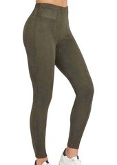 Spanx Faux Suede Leggings In Olive