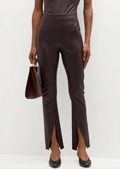 Spanx Leather-Like Front Slit Legging In Cherry Chocolate