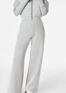 Spanx Long Sleeve Wide Leg Jumpsuit In Light Heather Grey