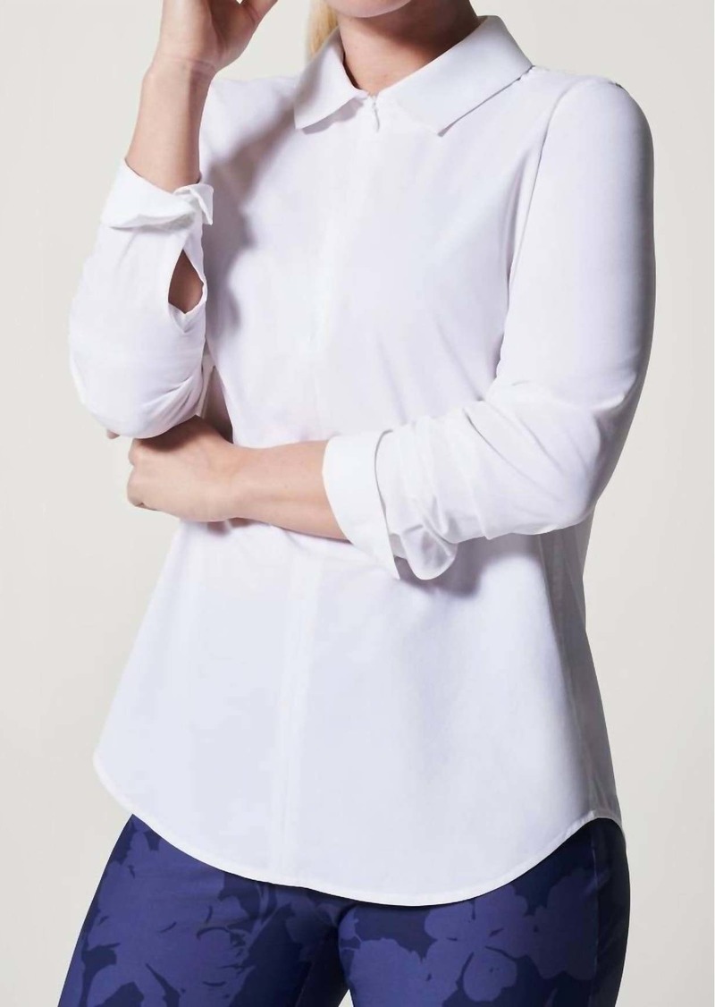 Spanx Sunshine Long Sleeve Top In Classic White