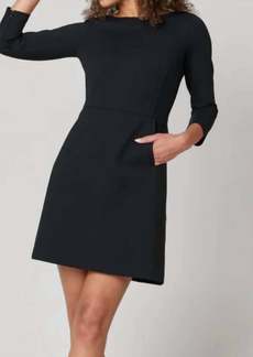 Spanx The Perfect A-Line 3/4 Sleeve Dress In Classic Black