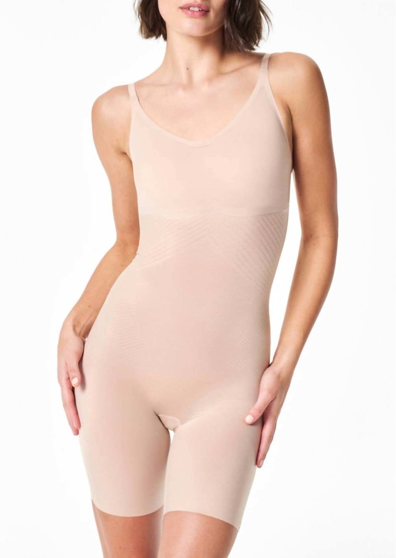 Spanx Thinstincts 2.0 Tank Mid-Thigh Bodysuit In Champagne Beige