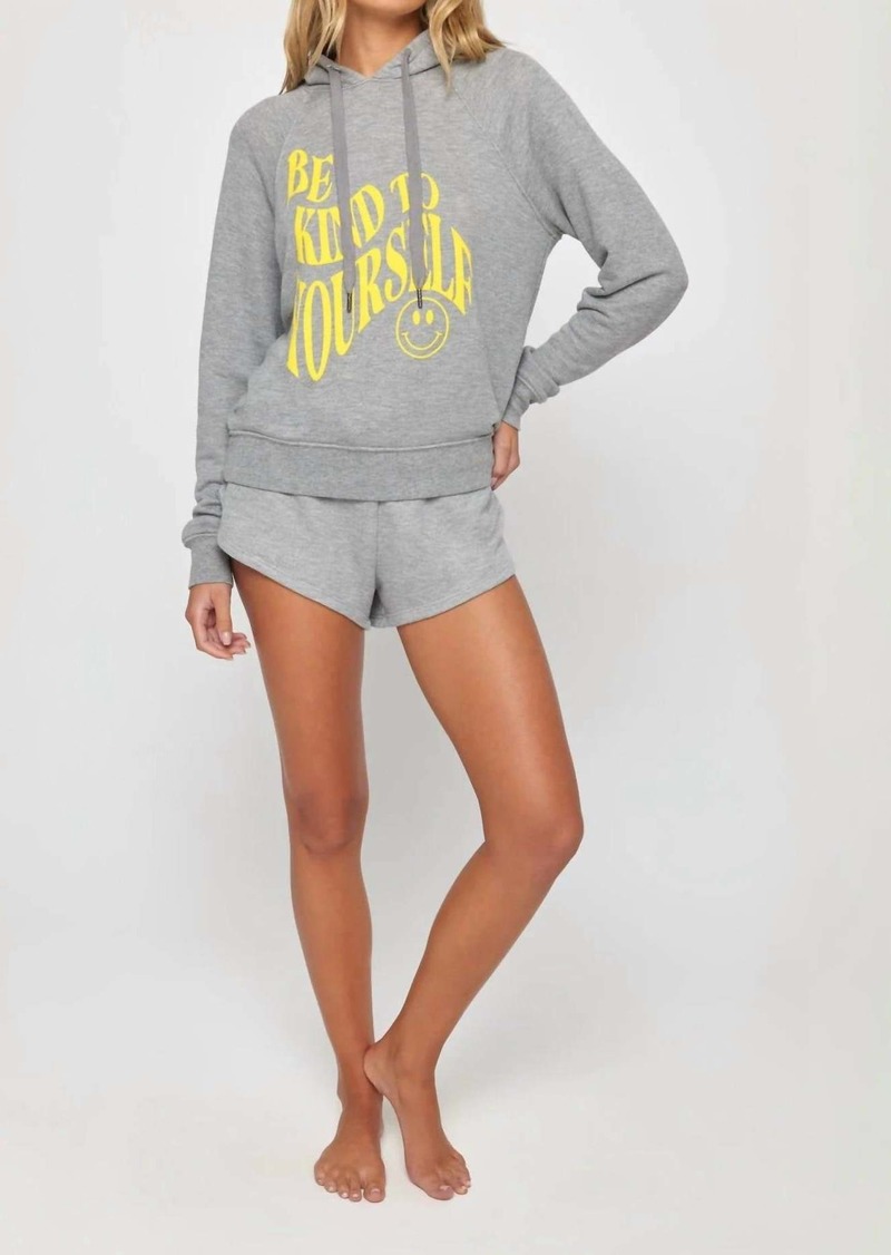 Spiritual Gangster Be Kind To Yourself Crop Hoodie In Heather Ash