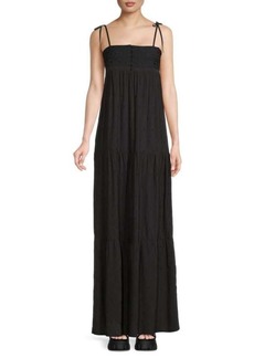 Spiritual Gangster Embroidered Tiered Maxi Dress