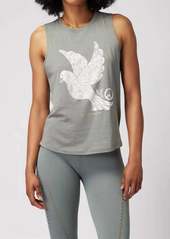 Spiritual Gangster Peace Dove Muscle Tank In Agave