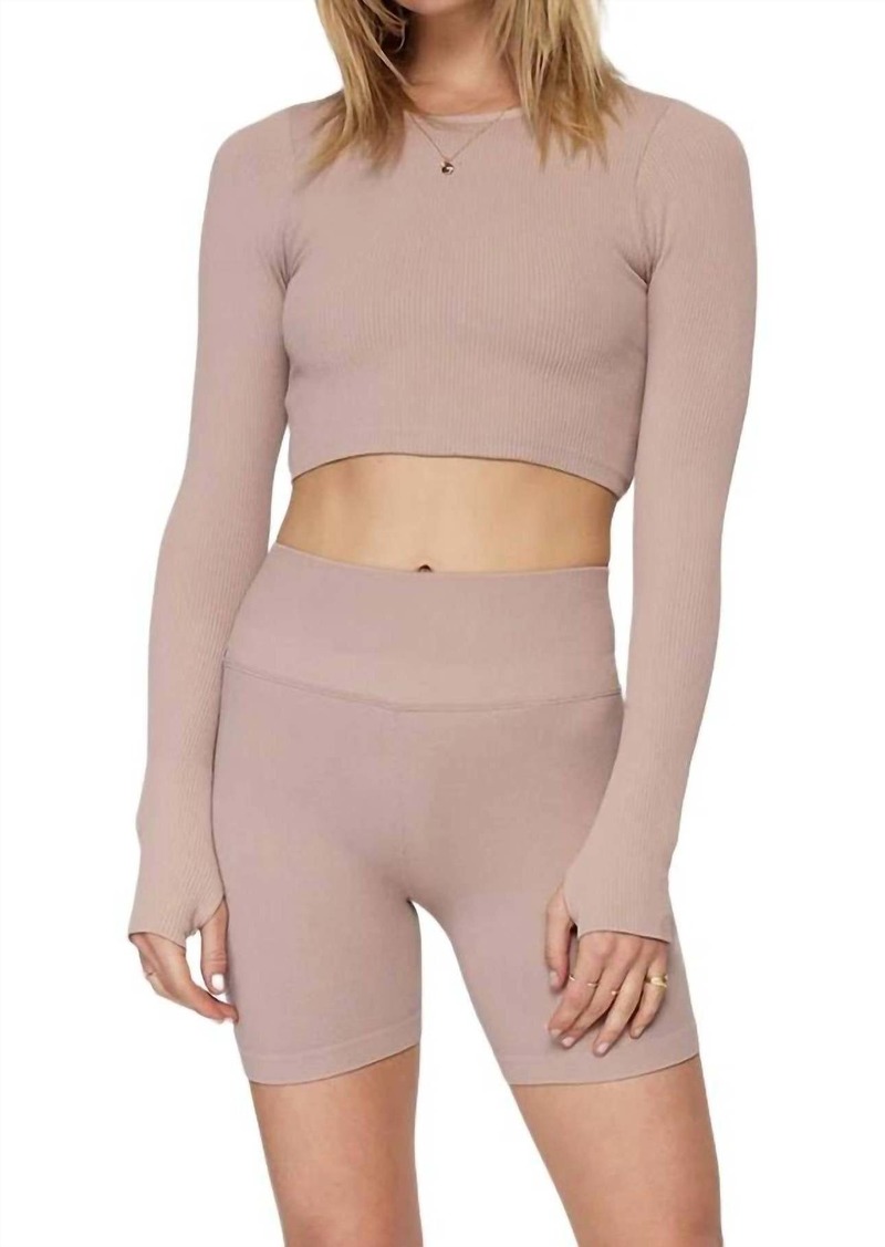 Spiritual Gangster Serene Twist Back Long Sleeve Top In Taupe