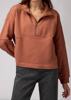 Spiritual Gangster Shay Half Zip Sweater In Deep Rust