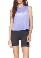 Spiritual Gangster Good Energy is Contagious Sheer Crop Tank in Lunar at Nordstrom