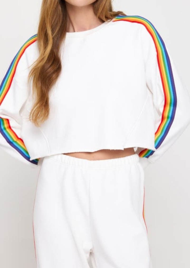 Spiritual Gangster Rainbow Stripe Cotton & Modal Crop Sweatshirt