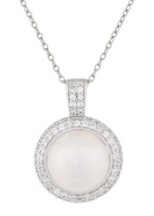 SPLENDID PEARLS Cubic Zirconia Halo 11-12mm Freshwater Pearl Pendant Necklace in Natural White at Nordstrom Rack