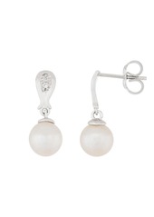 Splendid 14k White Gold Diamond Pearl Earrings