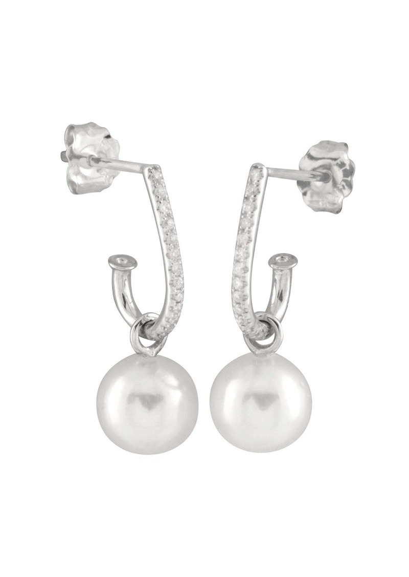 Splendid 14k White Golddangling Removeable Pearl Earrings With Diamonds
