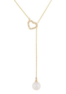 Splendid 14k Yellow Gold Fancy Pearl Lariat Necklace
