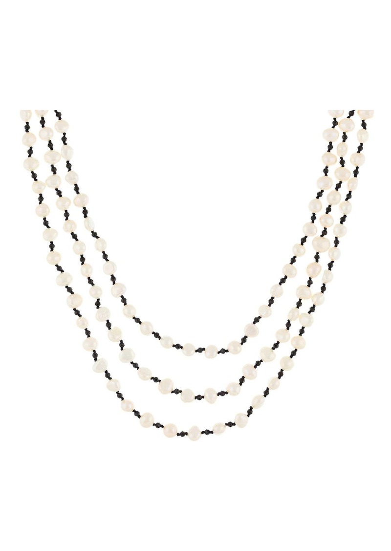 SPLENDID PEARLS 5-6mm White Freshwater Pearl Triple Strand Necklace in Natural White at Nordstrom Rack
