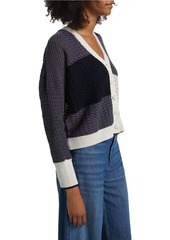 Splendid Audrey Colorblocked Cotton V-Neck Cardigan