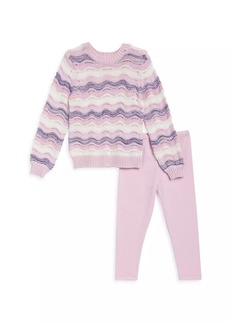 Splendid Baby Girl's & Little Girl's Striped Lace Sweater & Leggings Set