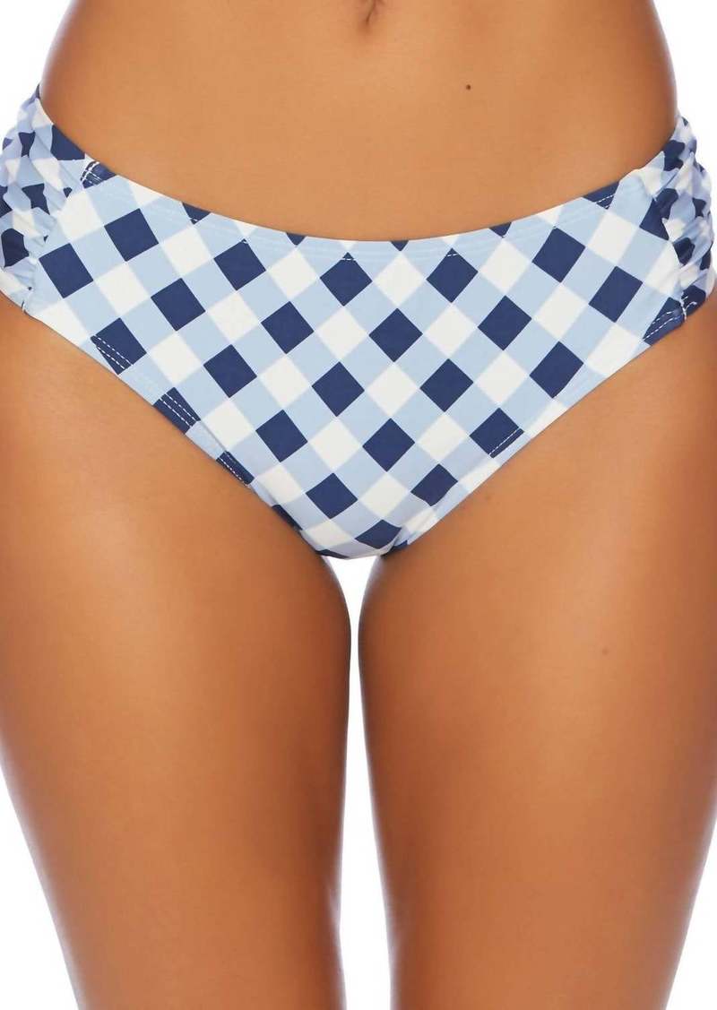 Splendid Breaking Plaid Tab Side Bikini Bottom In Breaking Plaid Navy