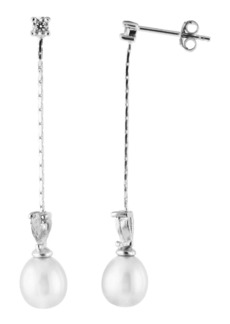Splendid Dangling Sterling Silver 7-7.5mm Freshwater Pearl Earrings